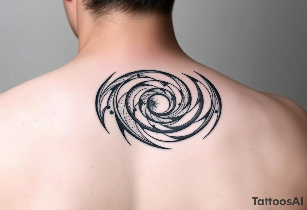 spirally flowing space with stipple shading tattoo idea