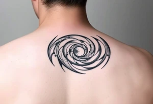 spirally flowing space with stipple shading tattoo idea