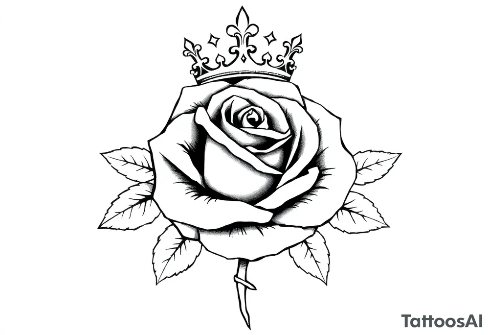 A Rose with a kings crown on it tattoo idea