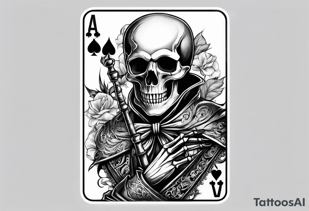 Skeleton holding 2 playing cards tattoo idea