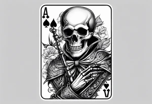 Skeleton holding 2 playing cards tattoo idea