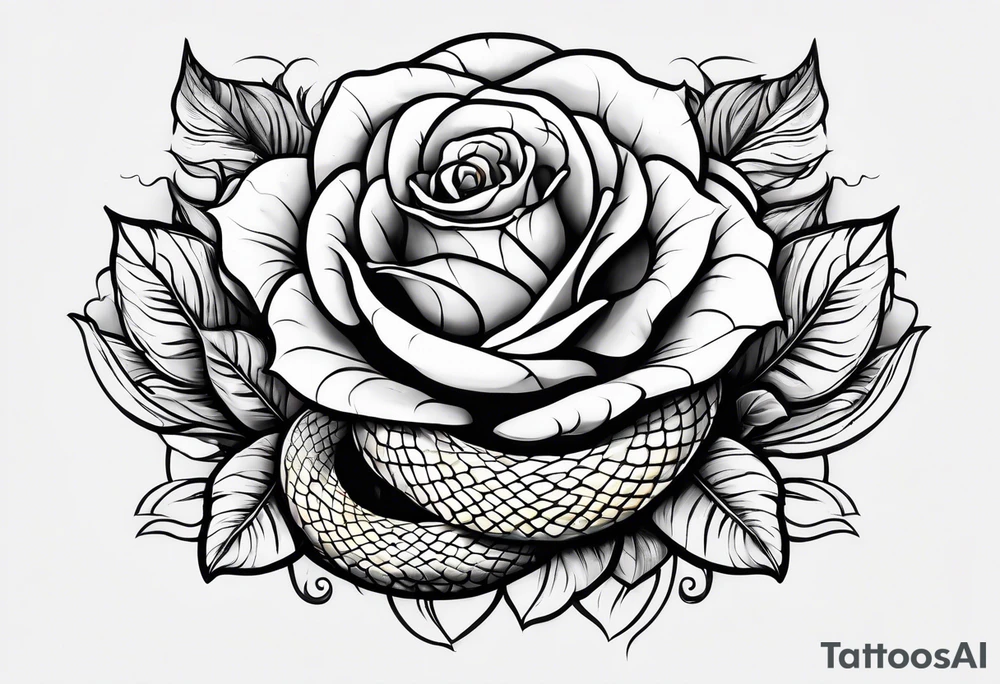 Snake with yellow rose tattoo idea
