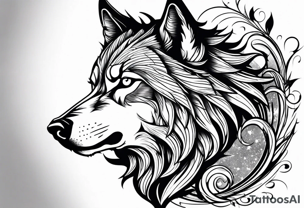 Magic wolf tattoo. tattoo idea