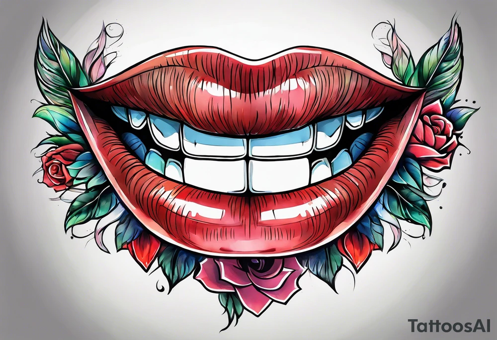 Sexy mouth tattoo idea