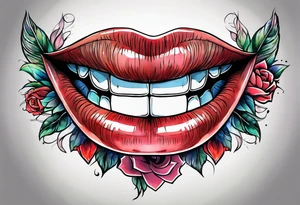 Sexy mouth tattoo idea