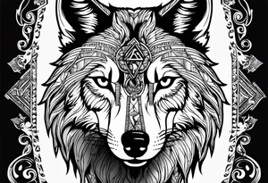 picture of a wolf with the  letters SP around it tattoo idea