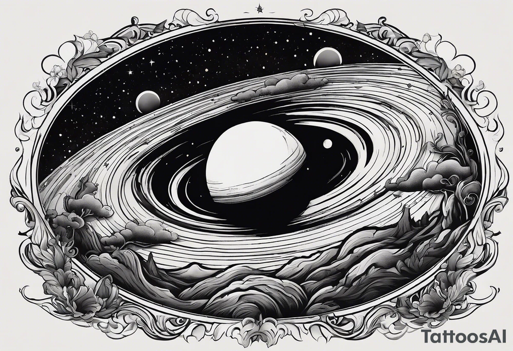 Large black hole swallowing earth. as Earth is swallowed space and time is stretched and deformed tattoo idea