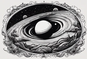 Large black hole swallowing earth. as Earth is swallowed space and time is stretched and deformed tattoo idea