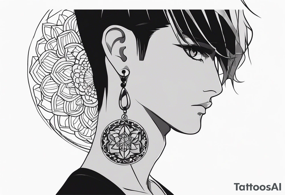 Tattoo behind the ear saying “only one life” in Japanese on male tattoo idea