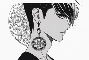 Tattoo behind the ear saying “only one life” in Japanese on male tattoo idea