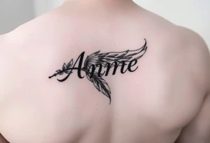 the name Anne in a phoenix feather tattoo idea