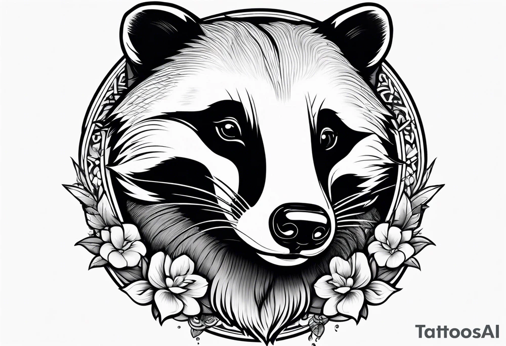 Neo traditional badger with mouth open and swiping tattoo idea
