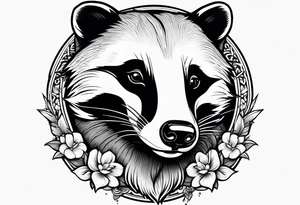 Neo traditional badger with mouth open and swiping tattoo idea