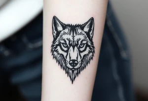 wolf head looking straight forward tattoo idea