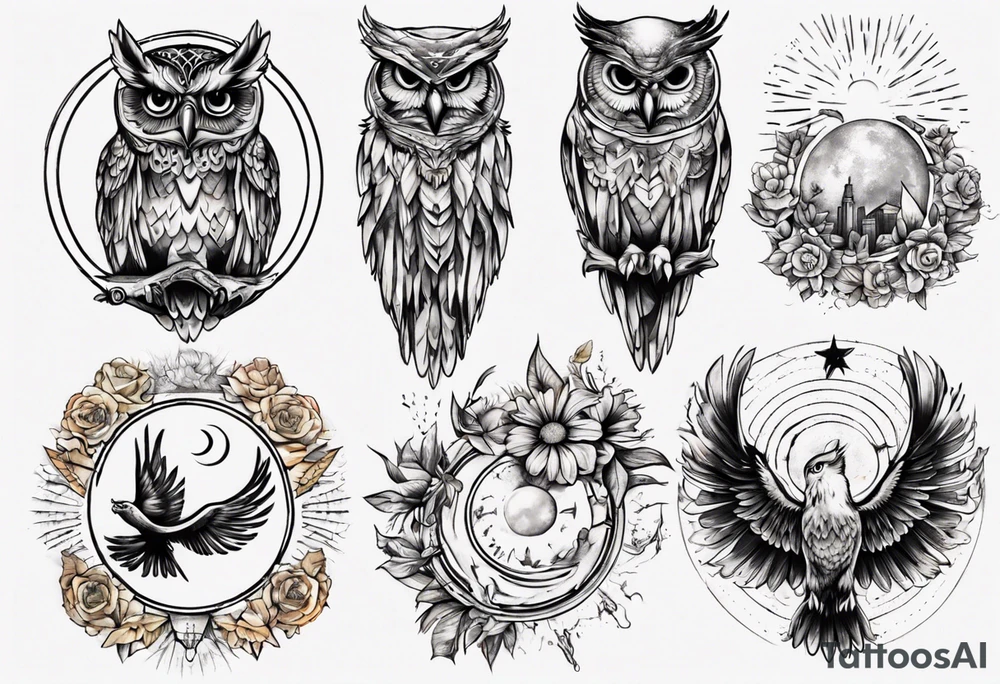 Mond und Sonne Eule 
 Berlin tattoo idea