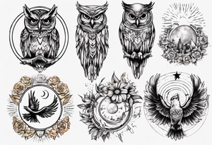 Mond und Sonne Eule 
 Berlin tattoo idea