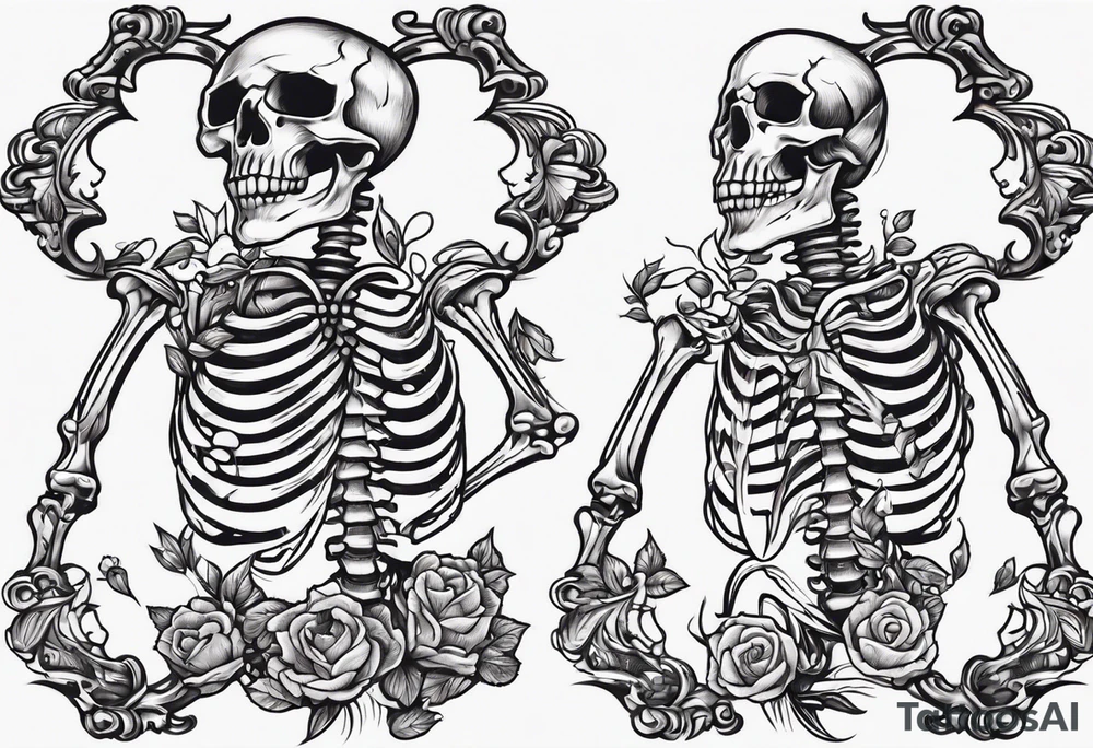 cartoon dancing skeleton tattoo idea