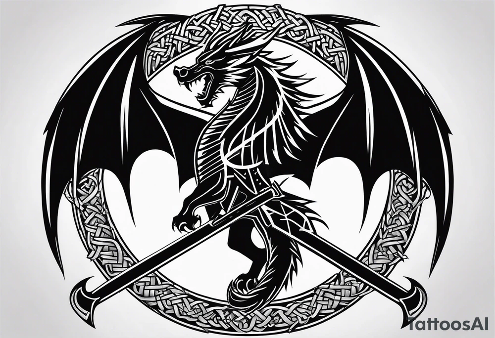 Valhalla sword shield dragon axe Valknut barbed wire chains tribal tattoo idea Valhalla sword shield dragon axe Valknut barbed wire chains tribal tattoo idea
