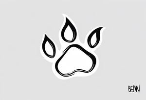 Paw Print with a name Ben tattoo idea