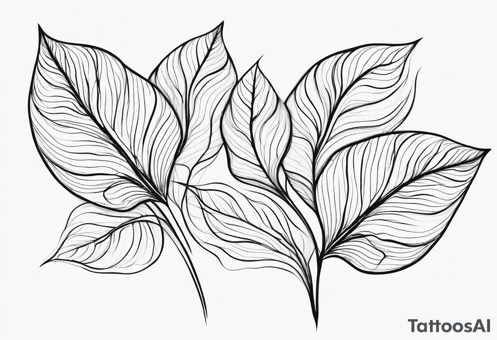 Create a delicate tattoo with beautiful flowing and delicate leaves in fineline minimalistic style tattoo idea