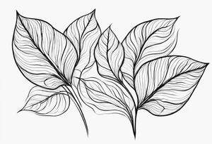 Create a delicate tattoo with beautiful flowing and delicate leaves in fineline minimalistic style tattoo idea