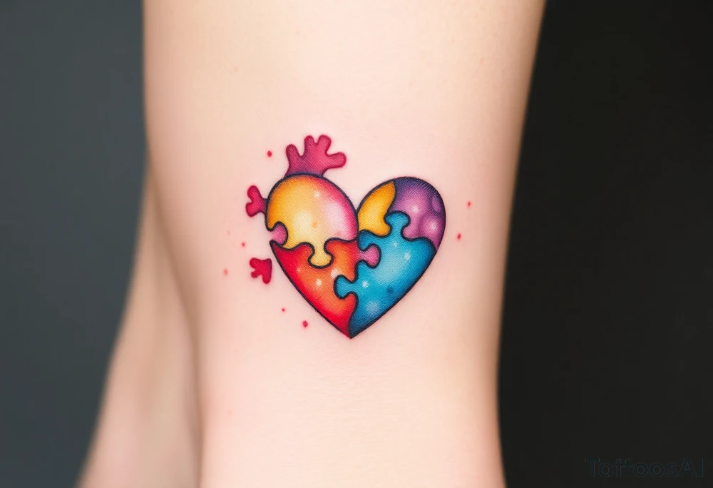 autism heart puzzle shape symbol tattoo idea