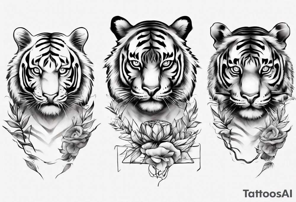 Electricity Tiger forearm  sleeve tattoo idea