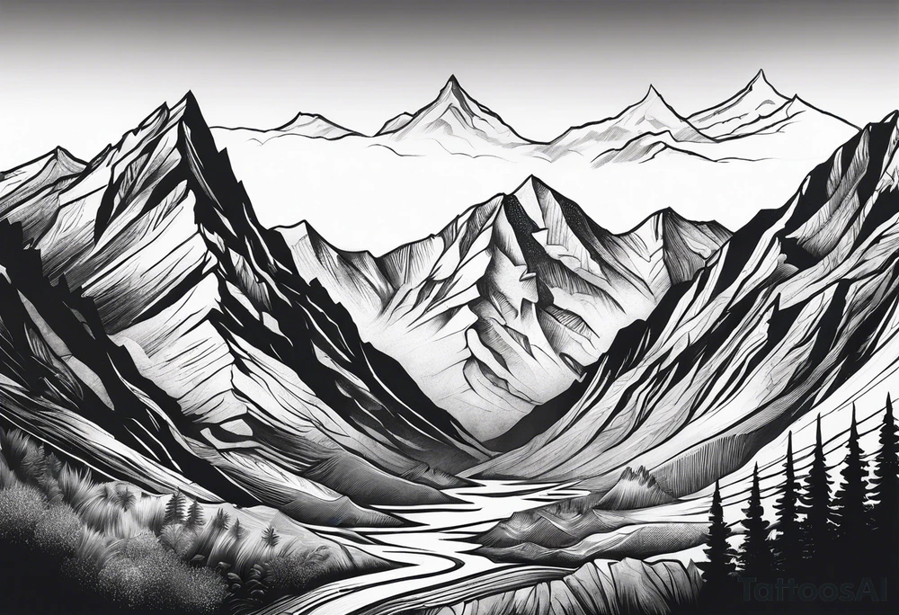 Mountains, concept tattoo idea