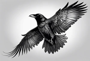raven in flight from the back tattoo idea