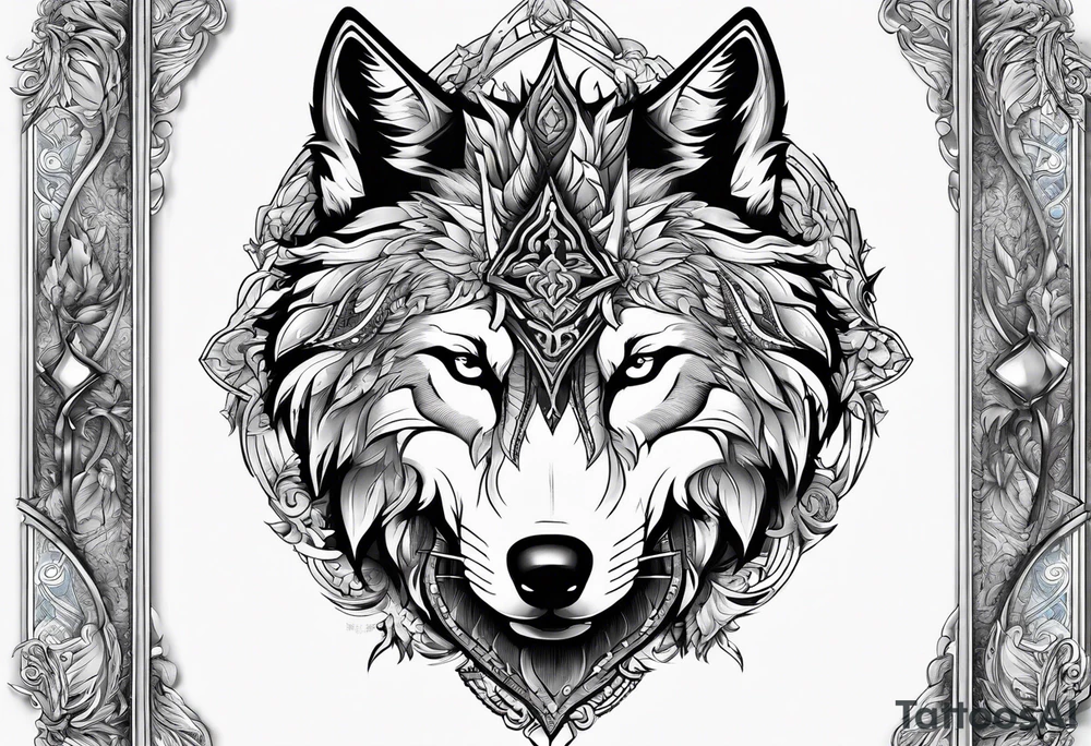 Wolf turkish brave wild sword tattoo idea