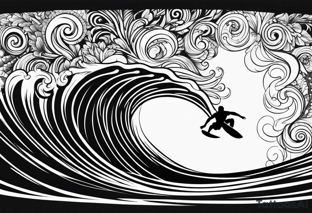 Black surfer tattoo idea