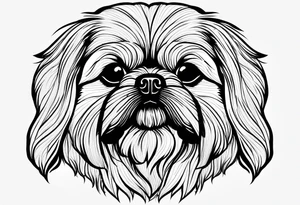 A mixed breed Pekingese and Shih-Tzu dog. Just the outline of his face. One line of drawing. tattoo idea