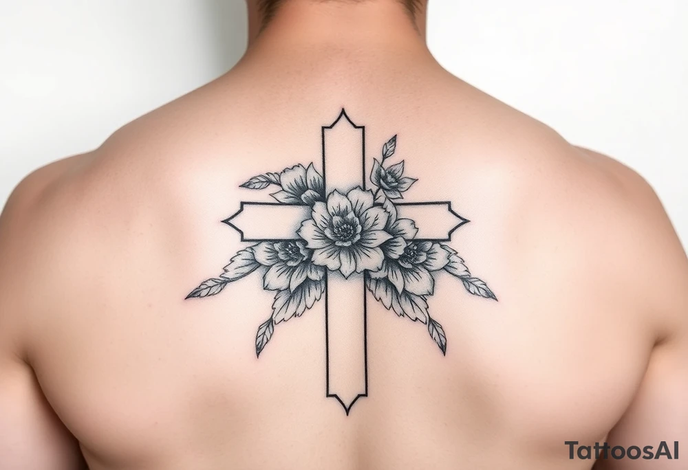 Cross with flowers inside tattoo idea