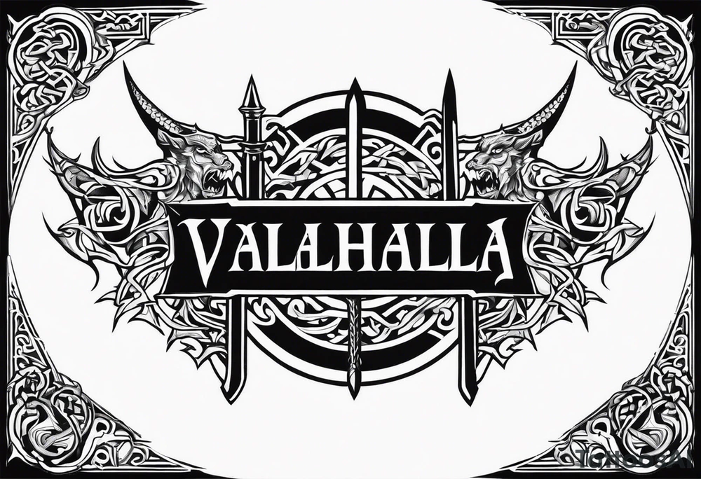 Viking sword Valhalla shield dragon tattoo idea
