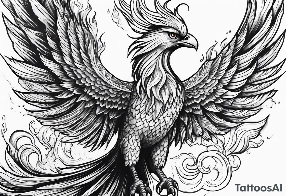 Phoenix rising from flames tattoo idea