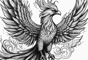 Phoenix rising from flames tattoo idea