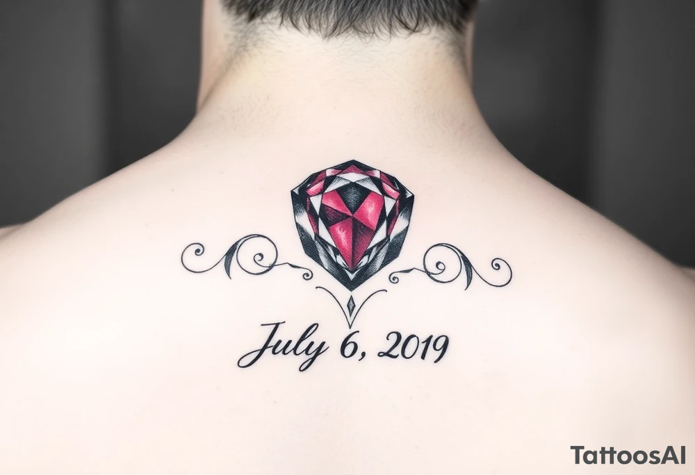Ruby gemstone with the birthday July 6, 2019 tattoo idea