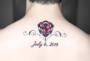 Ruby gemstone with the birthday July 6, 2019 tattoo idea