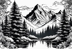 mountain and trees tattoo idea