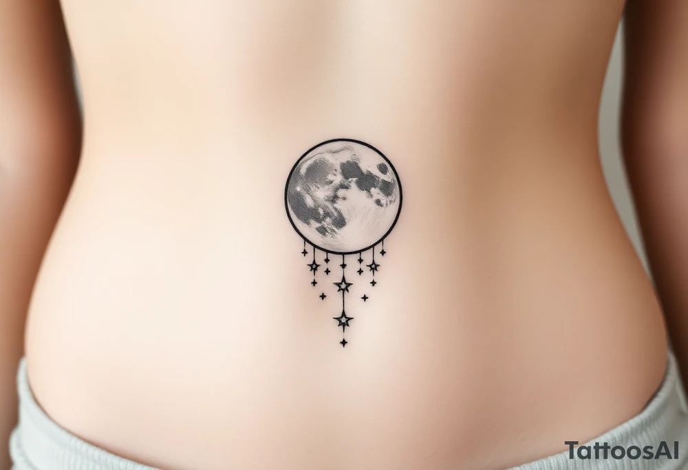 Moon and Cascade of stars tattoo idea