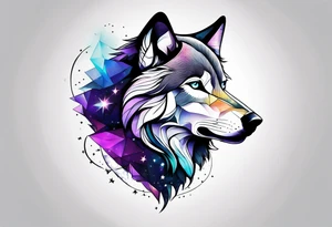 Constellation, animal wolf, géométric tattoo idea