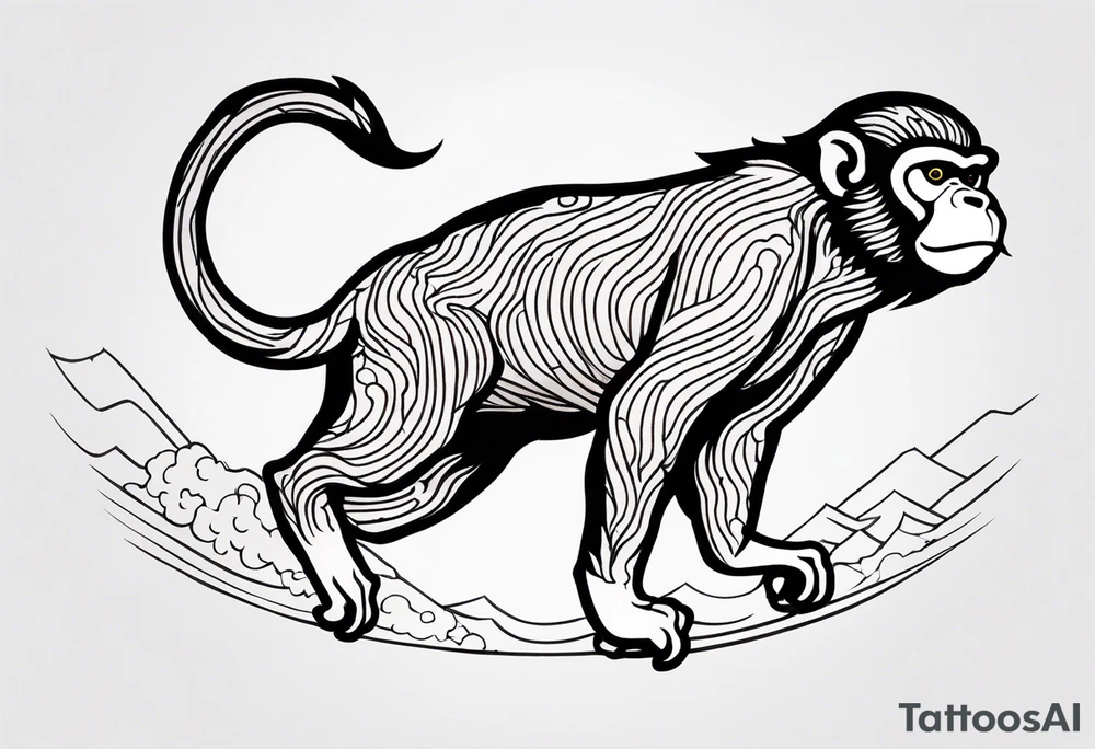 traditional japanese art jumping monkey tattoo idea