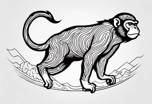 traditional japanese art jumping monkey tattoo idea