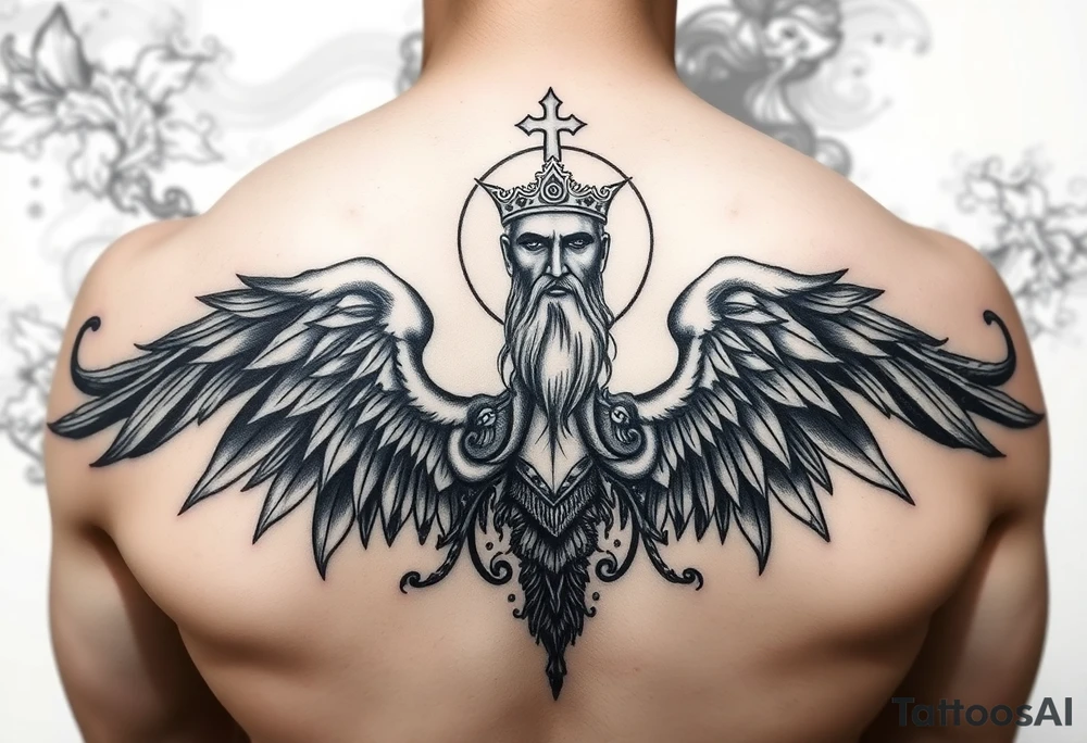 San judas realistic and smoke background tattoo idea