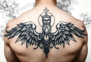 San judas realistic and smoke background tattoo idea