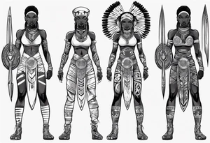 African female warrior full body angelic
slim face tattoo idea