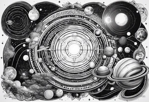 solar system stretched out vertically tattoo idea