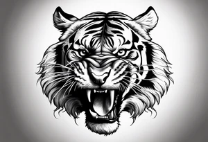 Realistic shading Fierce tiger roaring tattoo idea