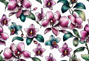 Small orchids on stem tattoo idea
