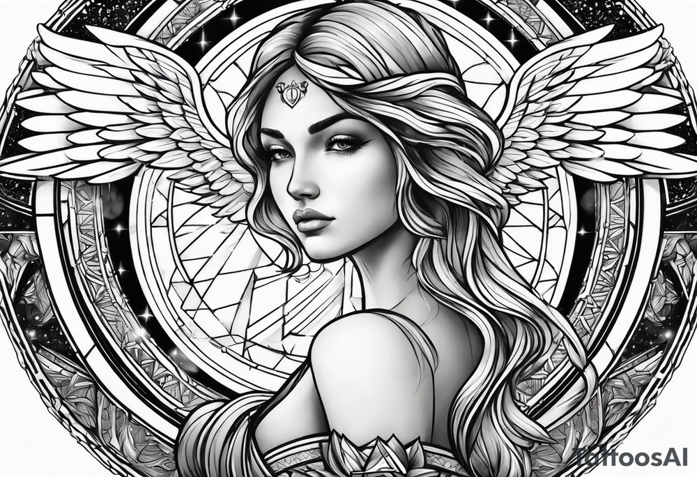 guardian angel with light backround tattoo idea